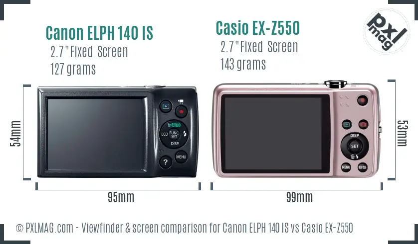 Canon ELPH 140 IS vs Casio EX-Z550 Screen and Viewfinder comparison Canon ELPH 140 IS vs Casio EX-Z550 Screen and Viewfinder comparison