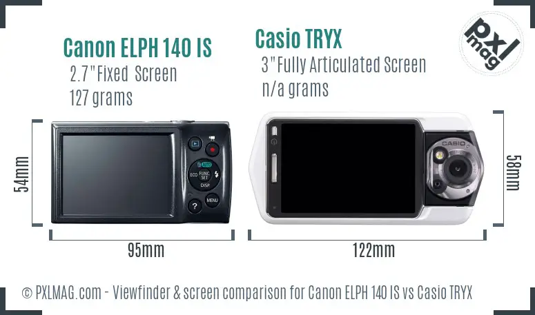 Canon ELPH 140 IS vs Casio TRYX Screen and Viewfinder comparison