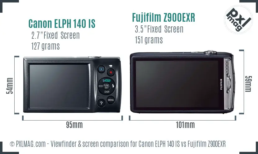Canon ELPH 140 IS vs Fujifilm Z900EXR Screen and Viewfinder comparison Canon ELPH 140 IS vs Fujifilm Z900EXR Screen and Viewfinder comparison