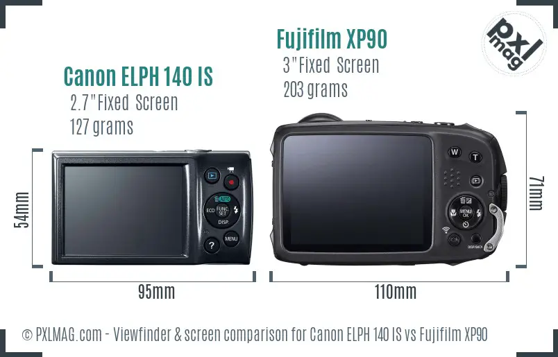 Canon ELPH 140 IS vs Fujifilm XP90 Screen and Viewfinder comparison