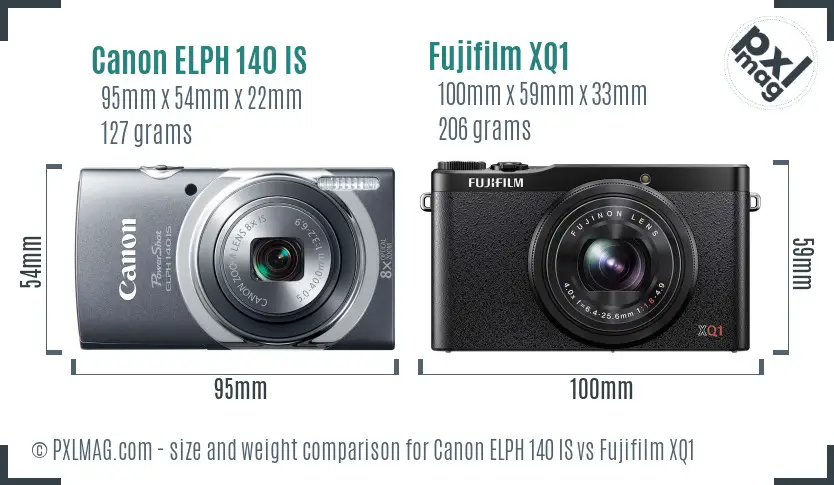 Canon ELPH 140 IS vs Fujifilm XQ1 size comparison