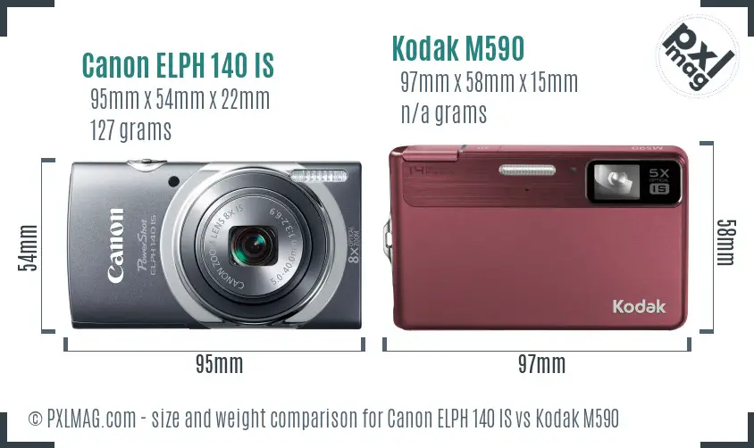 Canon ELPH 140 IS vs Kodak M590 size comparison