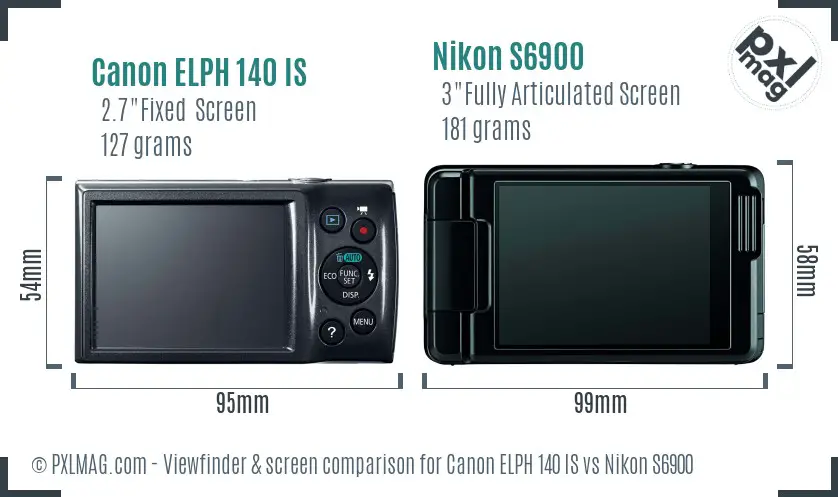 Canon ELPH 140 IS vs Nikon S6900 Screen and Viewfinder comparison