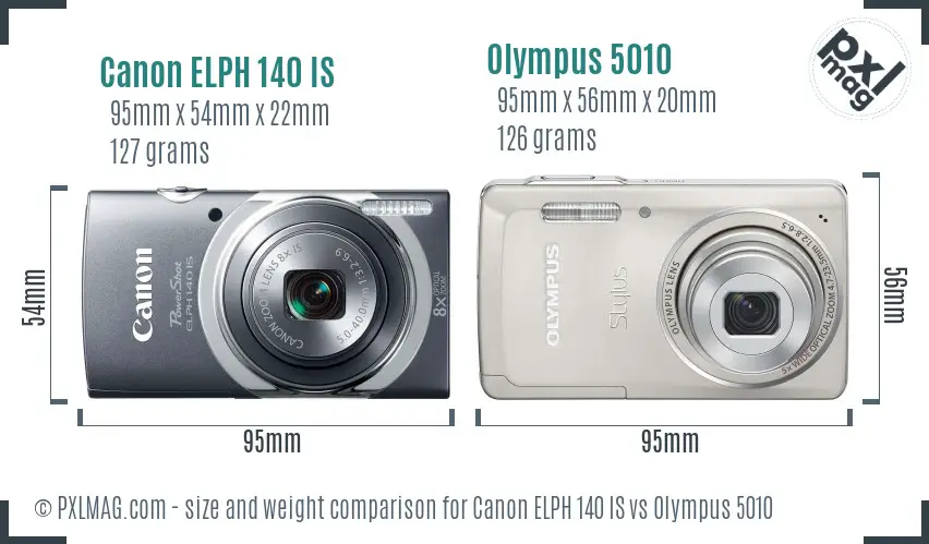 Canon ELPH 140 IS vs Olympus 5010 size comparison