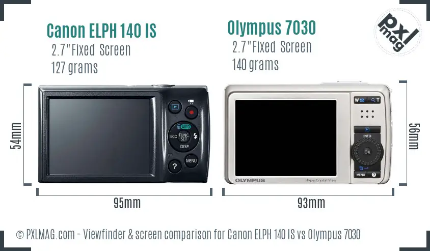 Canon ELPH 140 IS vs Olympus 7030 Screen and Viewfinder comparison