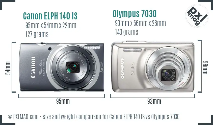 Canon ELPH 140 IS vs Olympus 7030 size comparison