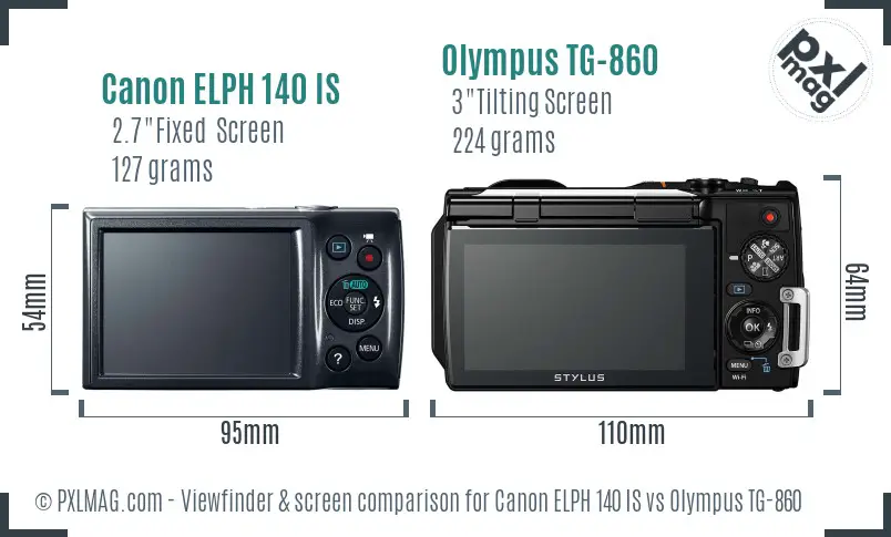 Canon ELPH 140 IS vs Olympus TG-860 Screen and Viewfinder comparison Canon ELPH 140 IS vs Olympus TG-860 Screen and Viewfinder comparison