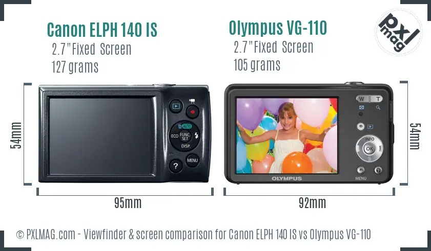 Canon ELPH 140 IS vs Olympus VG-110 Screen and Viewfinder comparison