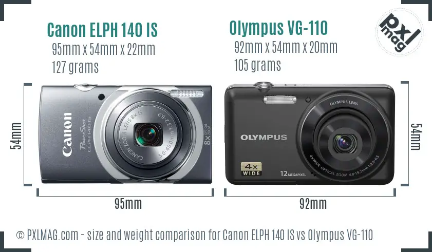 Canon ELPH 140 IS vs Olympus VG-110 size comparison