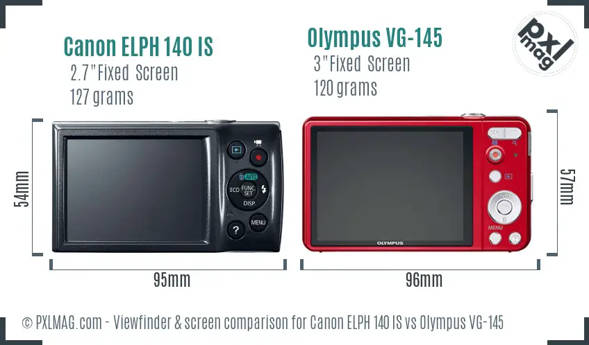 Canon ELPH 140 IS vs Olympus VG-145 Screen and Viewfinder comparison Canon ELPH 140 IS vs Olympus VG-145 Screen and Viewfinder comparison