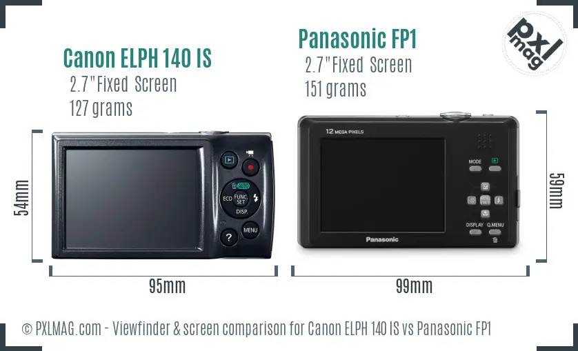Canon ELPH 140 IS vs Panasonic FP1 Screen and Viewfinder comparison