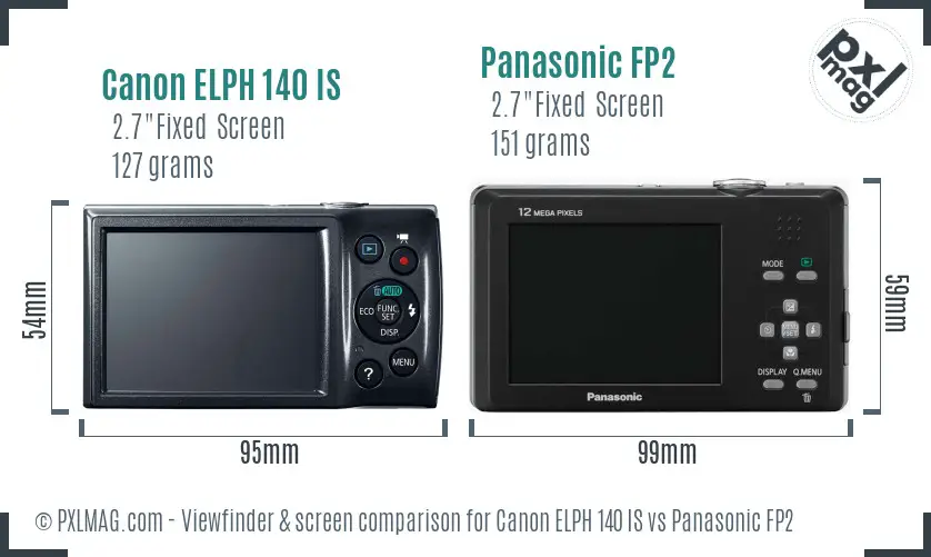 Canon ELPH 140 IS vs Panasonic FP2 Screen and Viewfinder comparison
