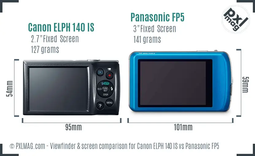 Canon ELPH 140 IS vs Panasonic FP5 Screen and Viewfinder comparison