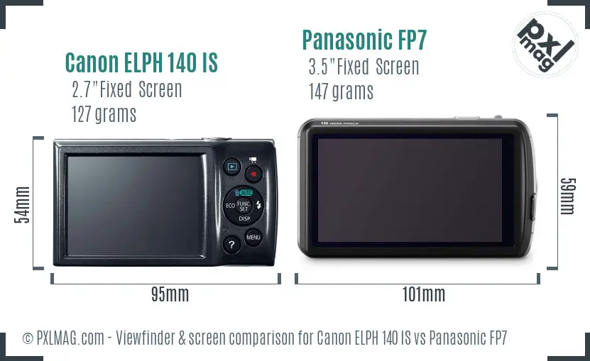 Canon ELPH 140 IS vs Panasonic FP7 Screen and Viewfinder comparison