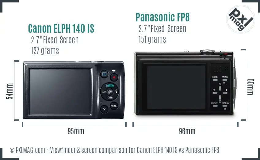 Canon ELPH 140 IS vs Panasonic FP8 Screen and Viewfinder comparison