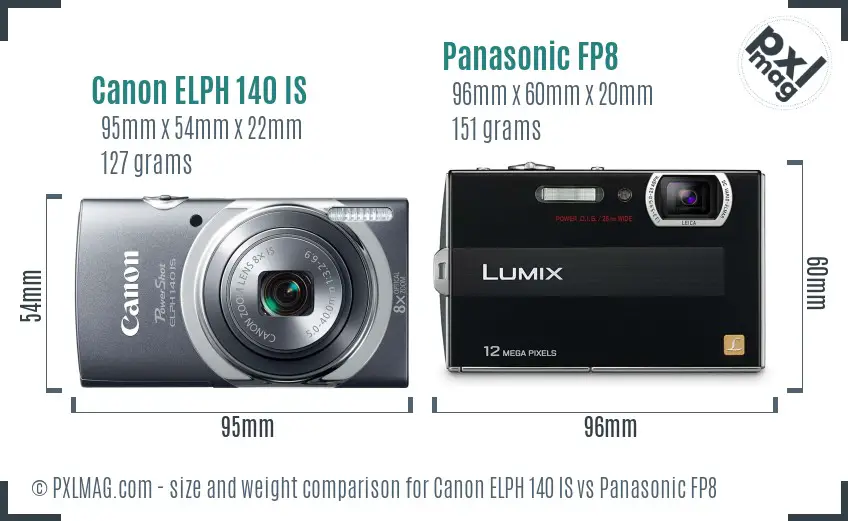 Canon ELPH 140 IS vs Panasonic FP8 size comparison