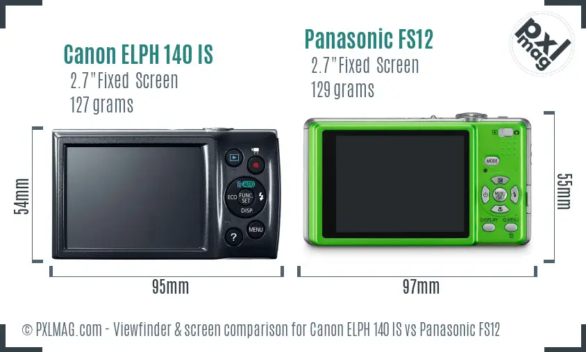 Canon ELPH 140 IS vs Panasonic FS12 Screen and Viewfinder comparison