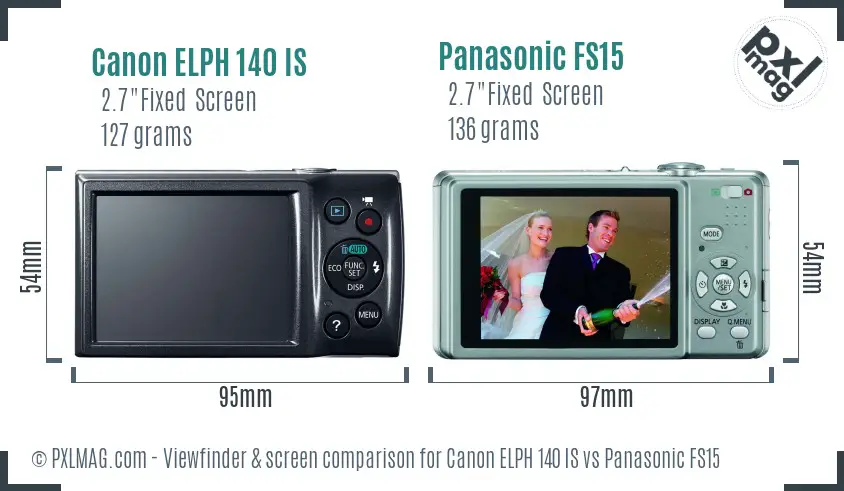Canon ELPH 140 IS vs Panasonic FS15 Screen and Viewfinder comparison Canon ELPH 140 IS vs Panasonic FS15 Screen and Viewfinder comparison