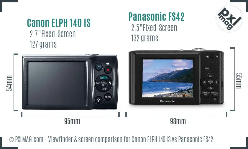 Canon ELPH 140 IS vs Panasonic FS42 Screen and Viewfinder comparison