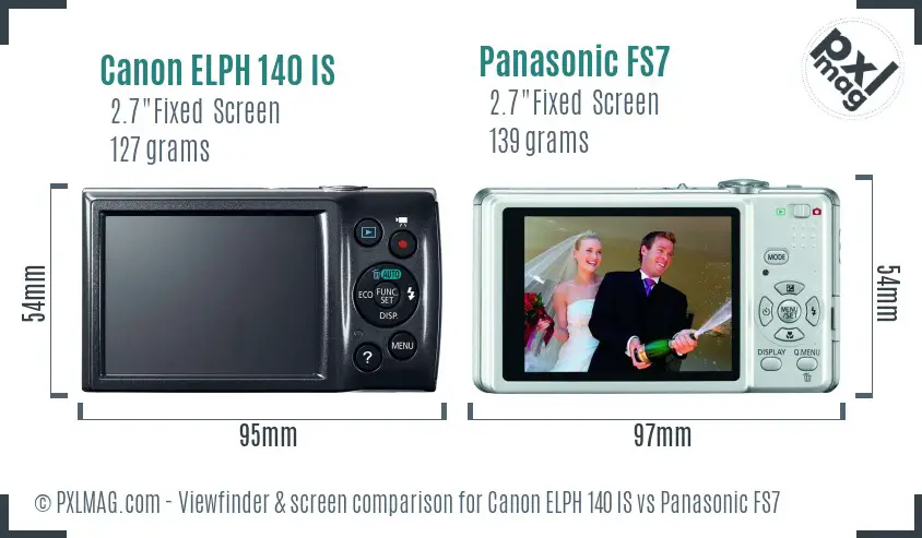 Canon ELPH 140 IS vs Panasonic FS7 Screen and Viewfinder comparison