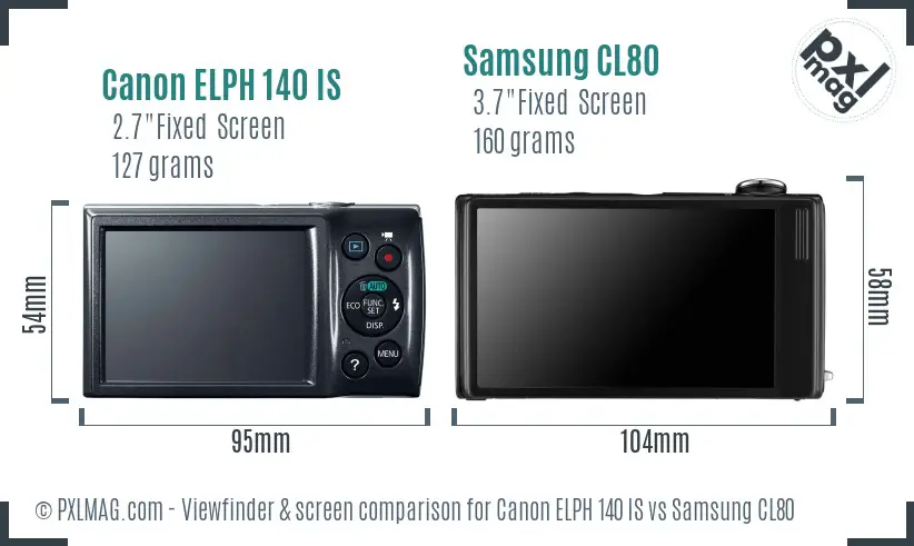Canon ELPH 140 IS vs Samsung CL80 Screen and Viewfinder comparison Canon ELPH 140 IS vs Samsung CL80 Screen and Viewfinder comparison