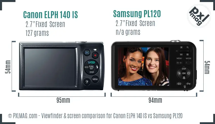 Canon ELPH 140 IS vs Samsung PL120 Screen and Viewfinder comparison