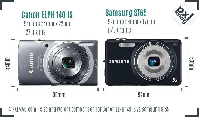 Canon ELPH 140 IS vs Samsung ST65 size comparison