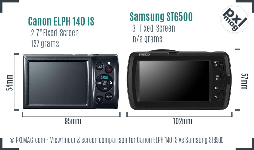 Canon ELPH 140 IS vs Samsung ST6500 Screen and Viewfinder comparison