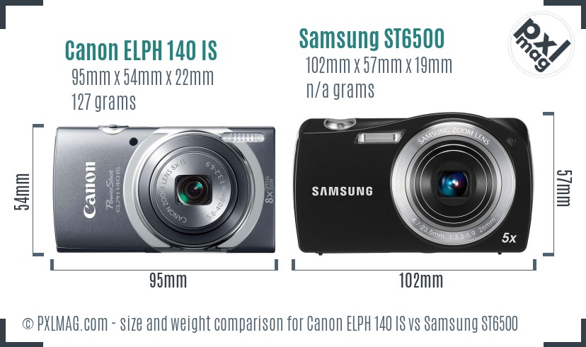 Canon ELPH 140 IS vs Samsung ST6500 size comparison