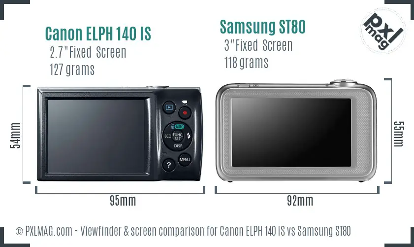 Canon ELPH 140 IS vs Samsung ST80 Screen and Viewfinder comparison Canon ELPH 140 IS vs Samsung ST80 Screen and Viewfinder comparison