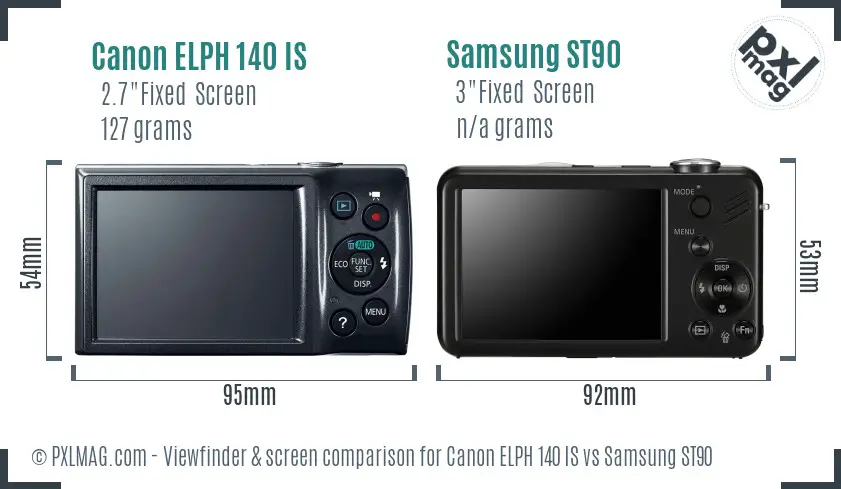 Canon ELPH 140 IS vs Samsung ST90 Screen and Viewfinder comparison