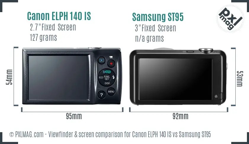 Canon ELPH 140 IS vs Samsung ST95 Screen and Viewfinder comparison