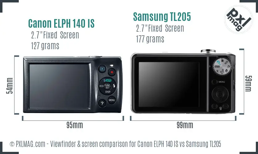 Canon ELPH 140 IS vs Samsung TL205 Screen and Viewfinder comparison