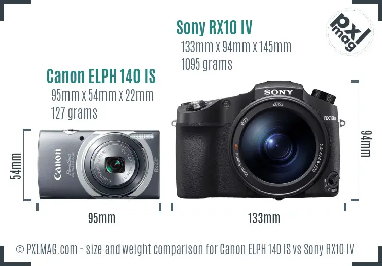 Canon ELPH 140 IS vs Sony RX10 IV size comparison