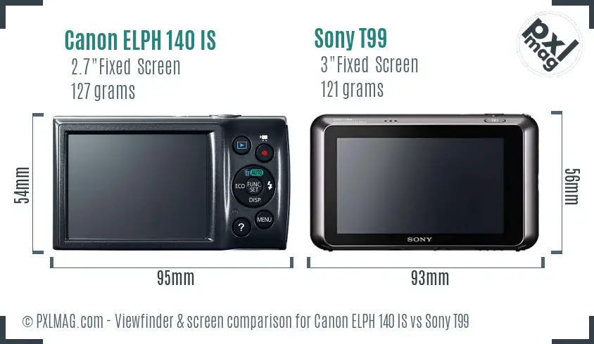Canon ELPH 140 IS vs Sony T99 Screen and Viewfinder comparison