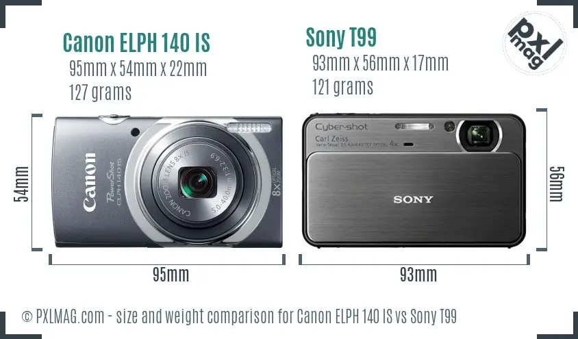 Canon ELPH 140 IS vs Sony T99 size comparison