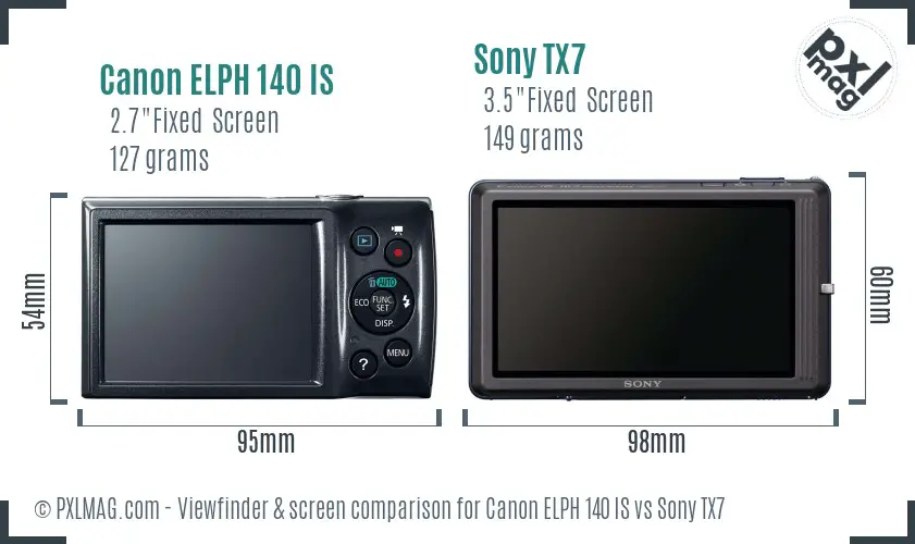 Canon ELPH 140 IS vs Sony TX7 Screen and Viewfinder comparison Canon ELPH 140 IS vs Sony TX7 Screen and Viewfinder comparison
