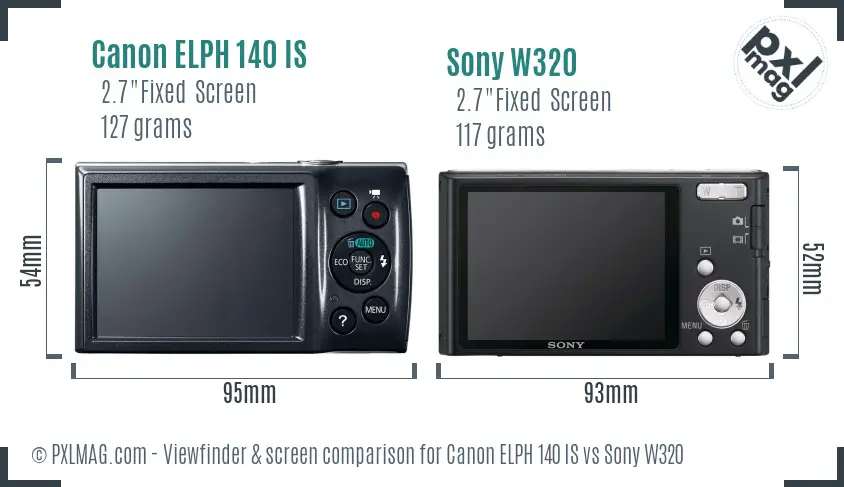 Canon ELPH 140 IS vs Sony W320 Screen and Viewfinder comparison