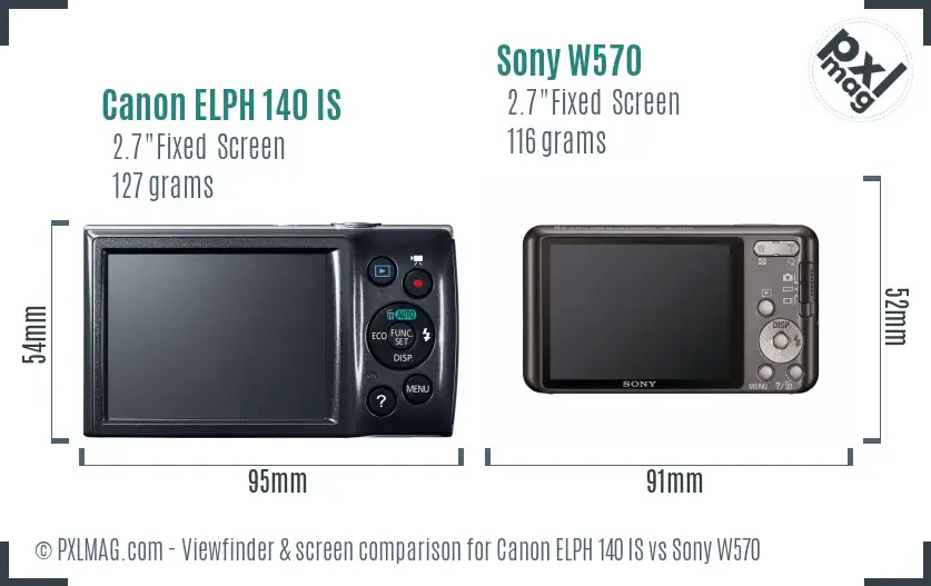 Canon ELPH 140 IS vs Sony W570 Screen and Viewfinder comparison