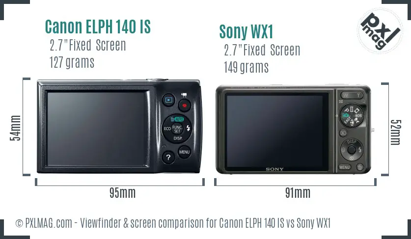 Canon ELPH 140 IS vs Sony WX1 Screen and Viewfinder comparison