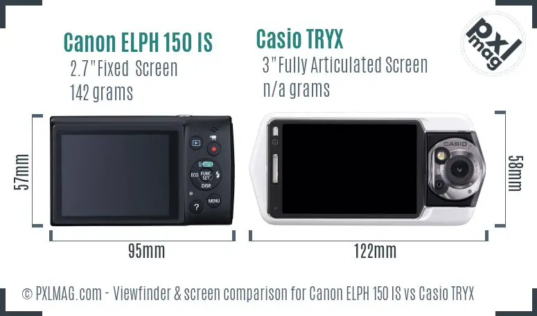 Canon ELPH 150 IS vs Casio TRYX Screen and Viewfinder comparison