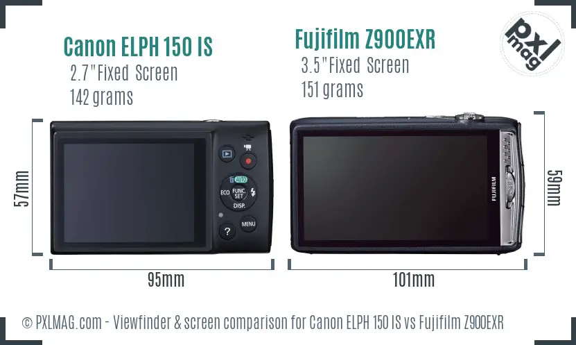 Canon ELPH 150 IS vs Fujifilm Z900EXR Screen and Viewfinder comparison Canon ELPH 150 IS vs Fujifilm Z900EXR Screen and Viewfinder comparison