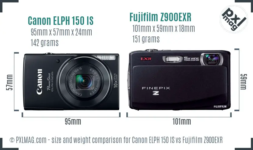 Canon ELPH 150 IS vs Fujifilm Z900EXR size comparison Canon ELPH 150 IS vs Fujifilm Z900EXR size comparison