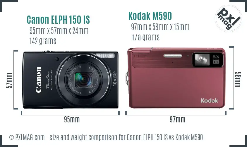 Canon ELPH 150 IS vs Kodak M590 size comparison