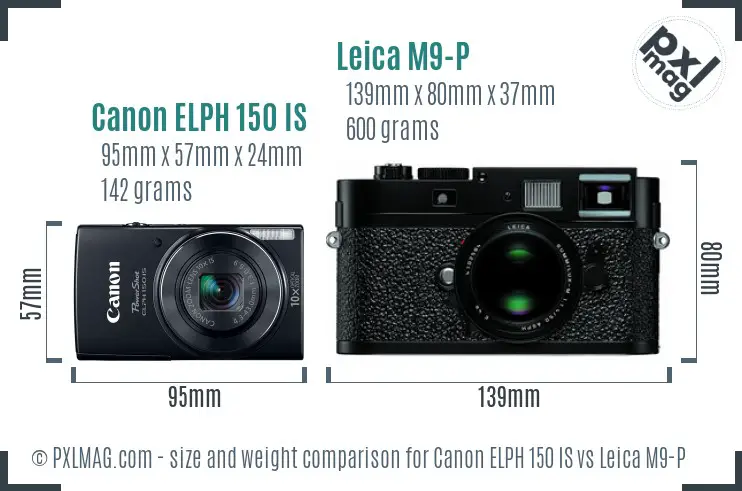 Canon ELPH 150 IS vs Leica M9-P size comparison