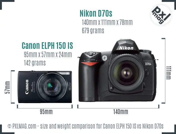 Canon ELPH 150 IS vs Nikon D70s size comparison