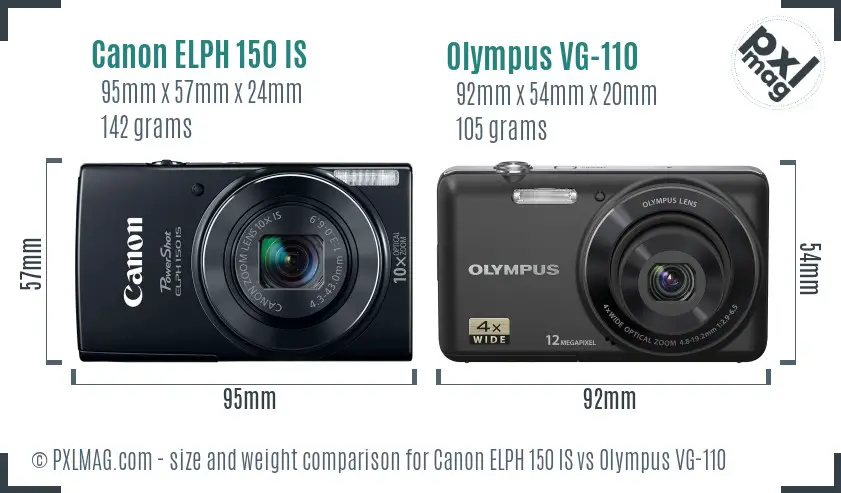 Canon ELPH 150 IS vs Olympus VG-110 size comparison