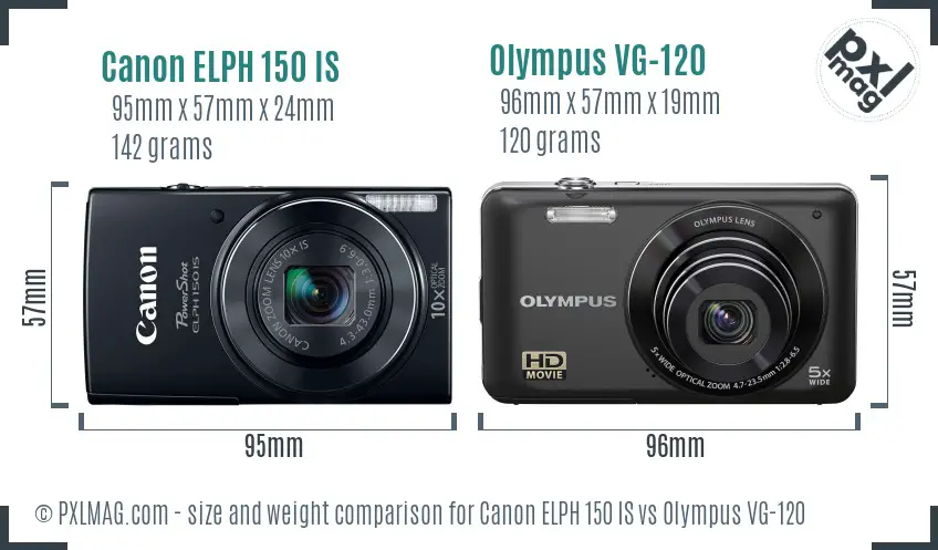 Canon ELPH 150 IS vs Olympus VG-120 size comparison