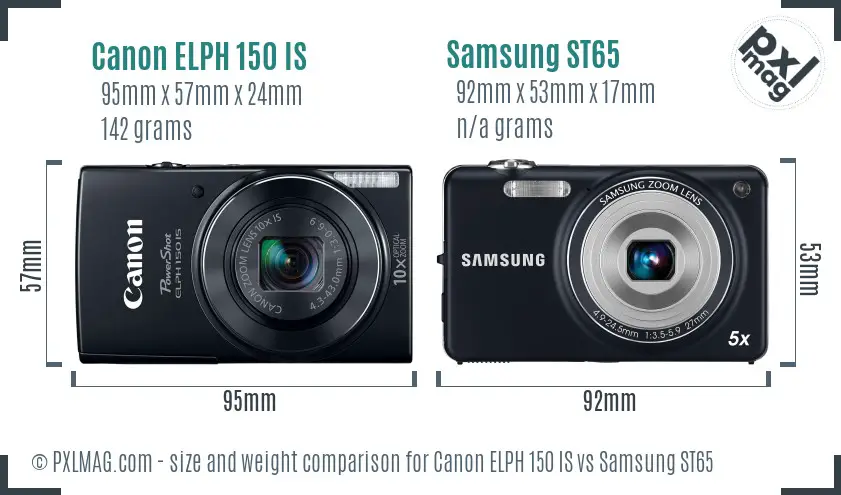 Canon ELPH 150 IS vs Samsung ST65 size comparison