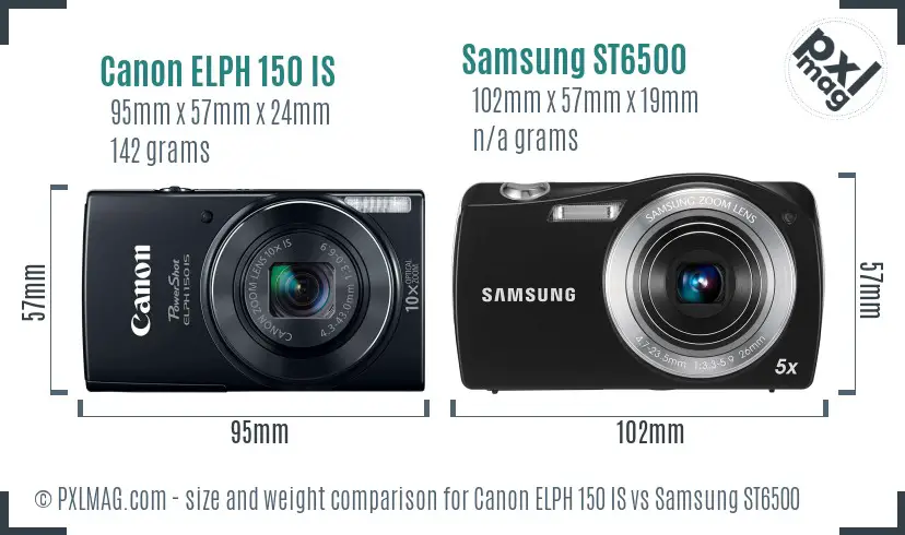 Canon ELPH 150 IS vs Samsung ST6500 size comparison